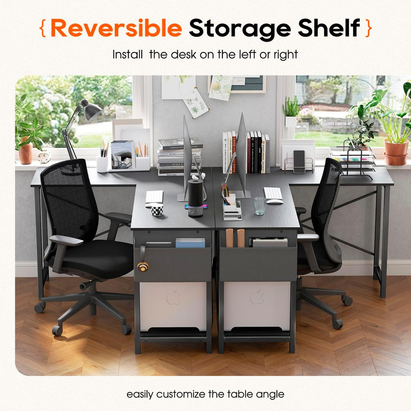 50 Inch L-Shaped Desk,Gaming Desk Computer Desk with Side Storage Bag & CPU Stan gallery