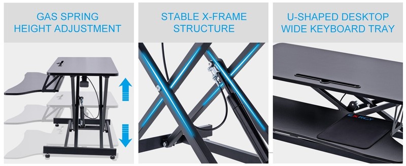 CXRCY 36" Standing Desk Converter - Height Adjustable Office Desk Riser (Black) gallery