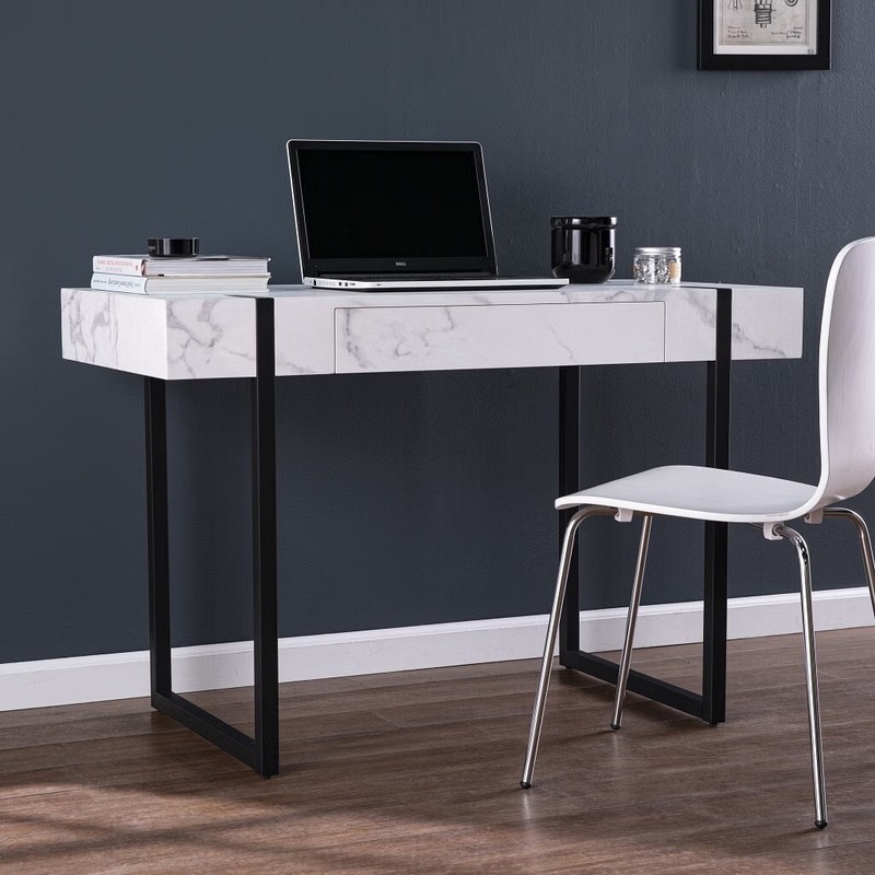 45″ White and Black Writing Desk
