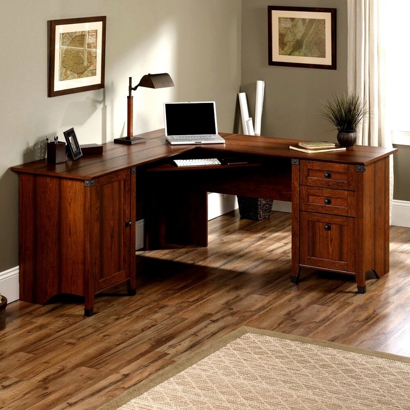 Craftsman Mission L-Shaped Computer Desk w/Wrought Iron - New! - Made in USA!