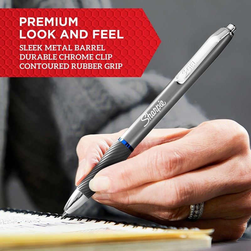 Sharpie S-Gel Gel Pens Sleek Metal Barrel Matte Black Medium Point (0.7mm) Black gallery