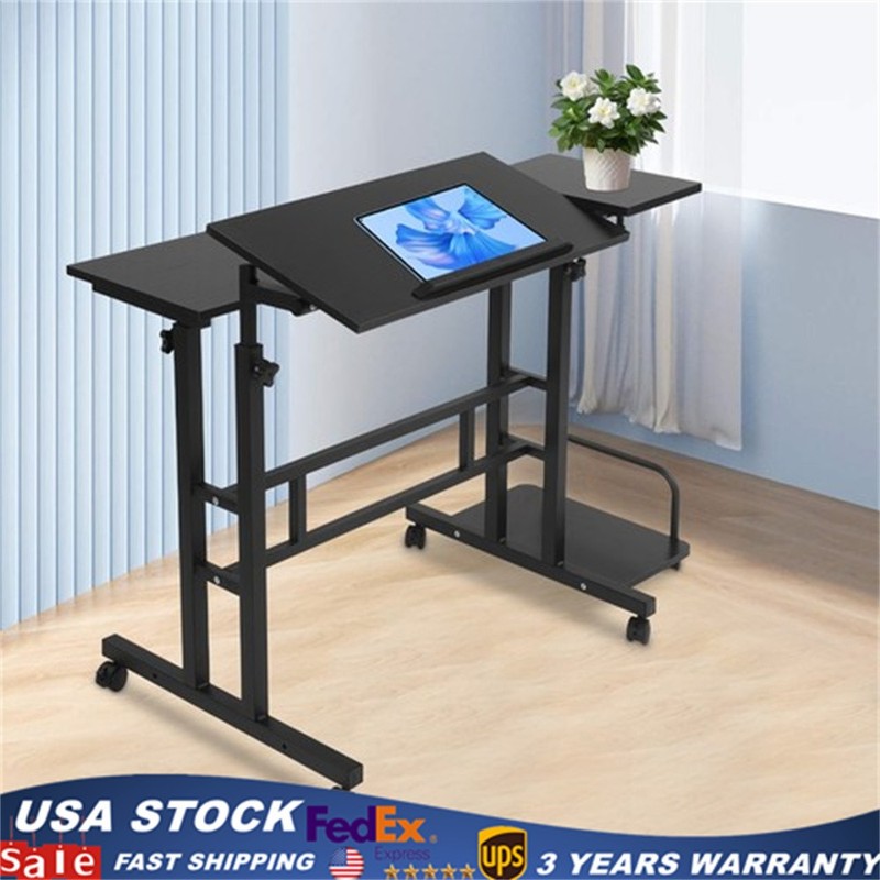 Mobile Standing Desk Foldable Computer Desk Adjustable Hight for Home Office