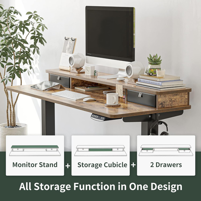 48 X 24 Inch Height Adjustable Electric Standing Desk with Double Drawer, Stand gallery