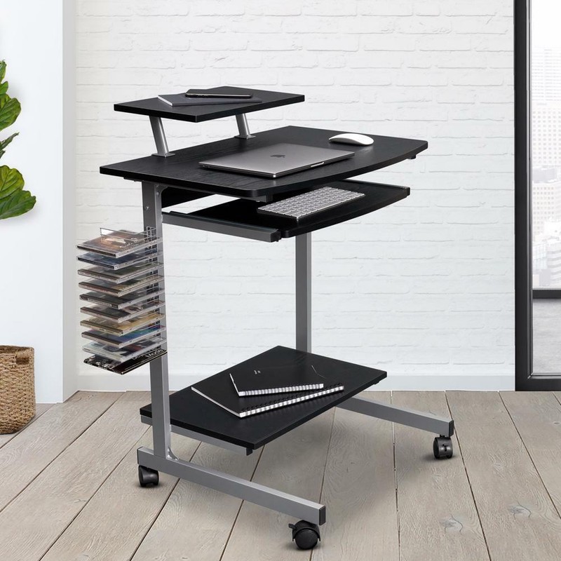 Techni Mobili Compact Computer Cart With Storage,MDF, Steel Frame,Espresso