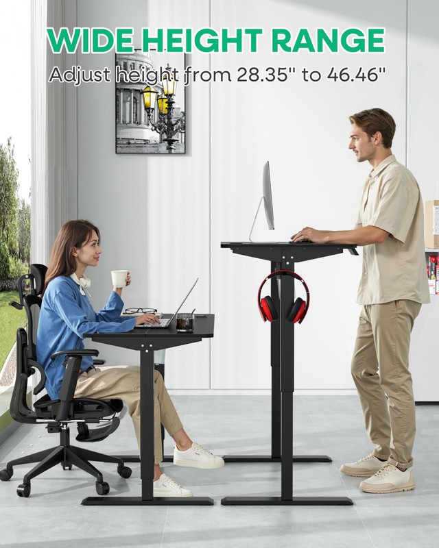 Electric Standing Desk Adjustable Height, 48 x 24 Inch Computer Desk with Hea... gallery