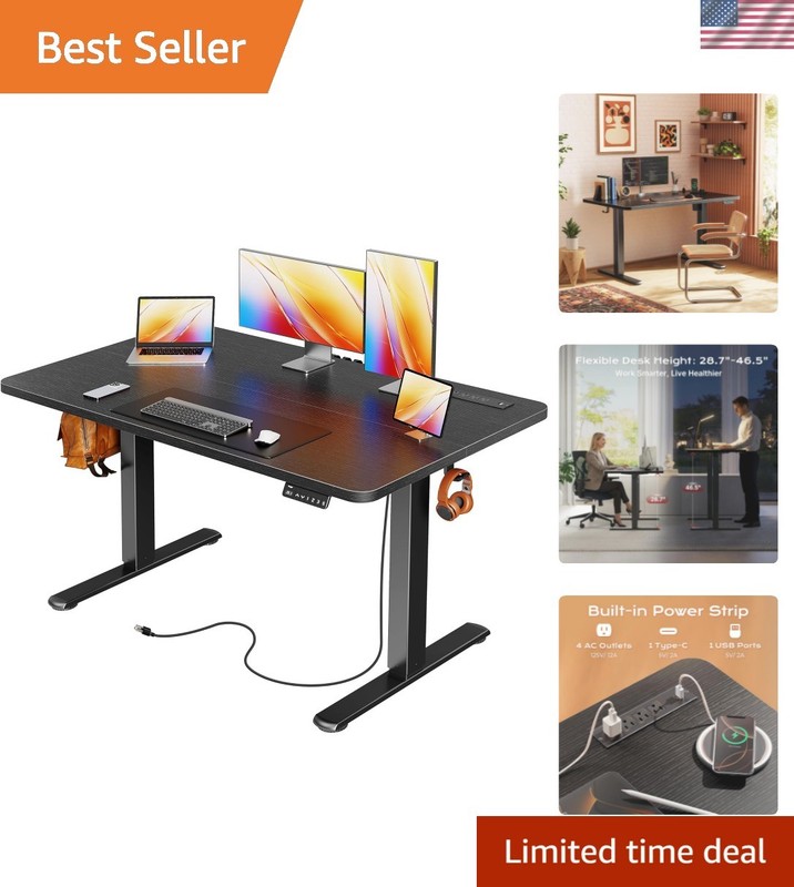 Electric Standing Desk with Power Outlets and USB-C Port, 47 X 24 Inch Height…