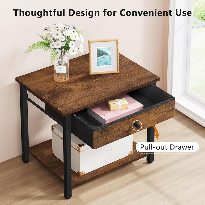 Printer Stand with Storage Drawer, 2-Tier under Desk Printer Table, Shelf for Ho gallery
