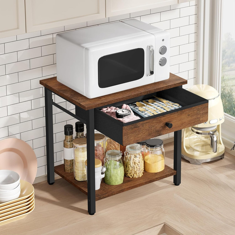 Printer Stand with Storage Drawer, 2-Tier under Desk Printer Table, Shelf for Ho gallery