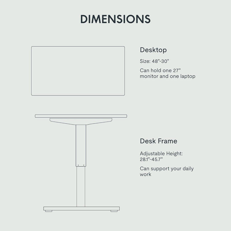 Height Adjustable Electric Standing Desk 48"x30" - Black Frame & Top gallery