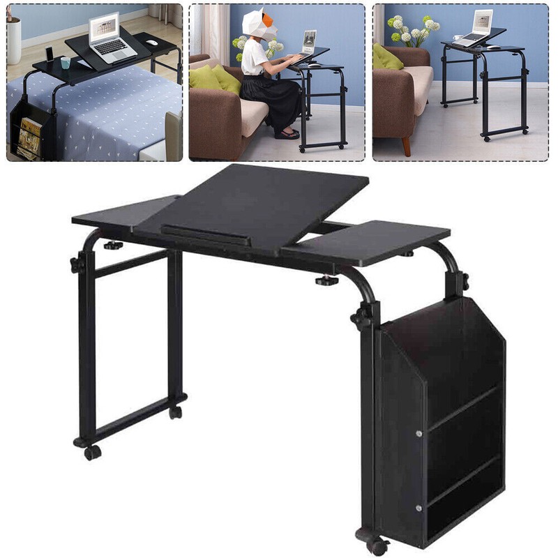 Adjustable Rolling Over-Bed Laptop Desk Cart With Tilt Tray & Casters gallery