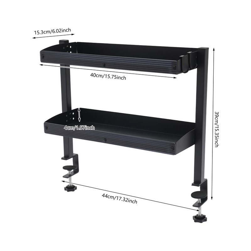 2-Tier Clamp-on Desk Shelving W/ Adjustable Tray Countertop Desk Shelf Modern gallery