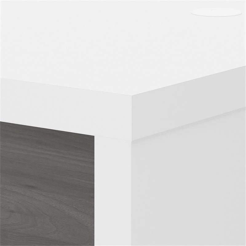 Pemberly Row L Shaped Desk in Pure White and Modern Gray - Engineered Wood gallery