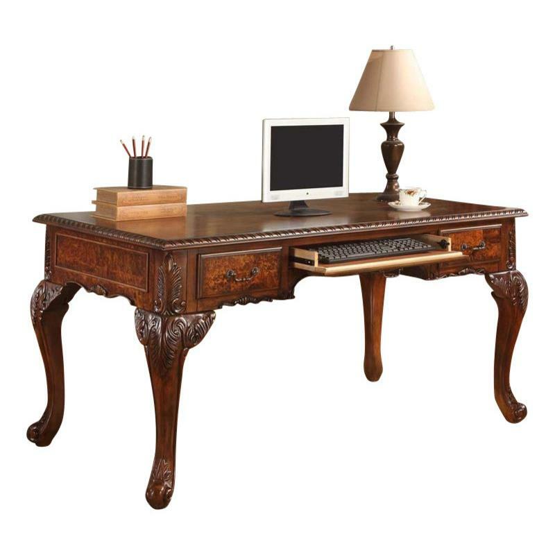 Best Master CDExecutive 60″ Wood Office Desk With Hand Carved Designs in Cherry