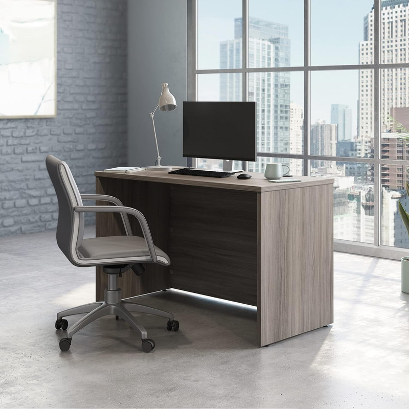 Stylish Hudson Elm 48x24 Office Desk Shell with Credenza and Return gallery