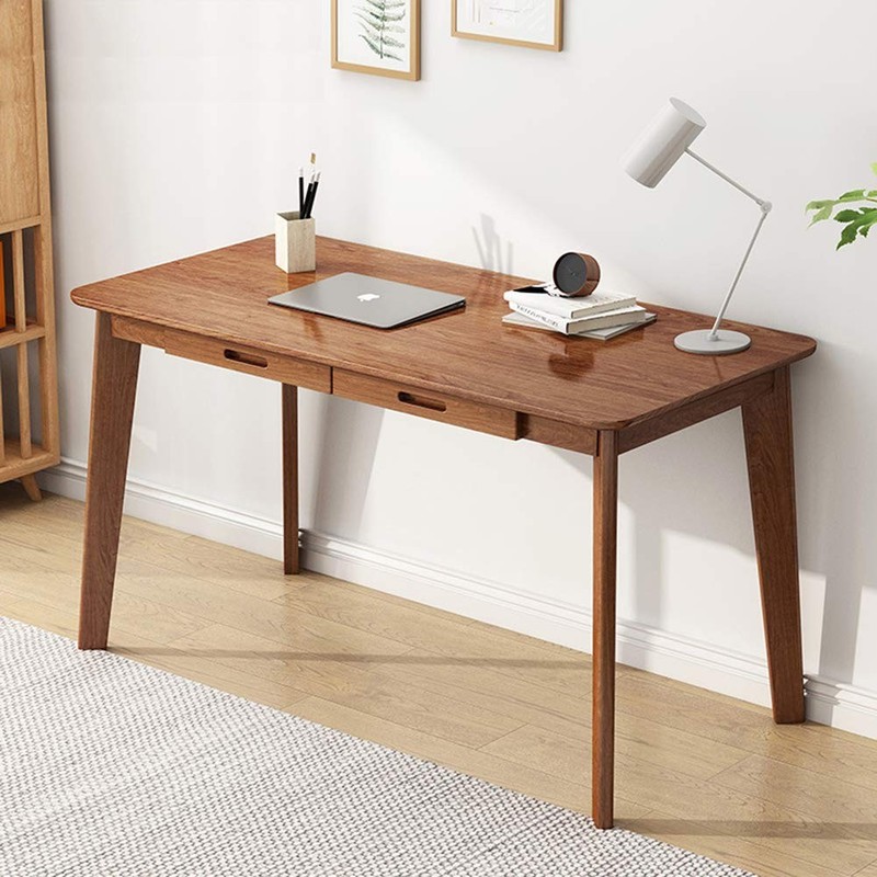 Wooden Small Desk with Drawers Computer Desk in Home Office, Walnut,…