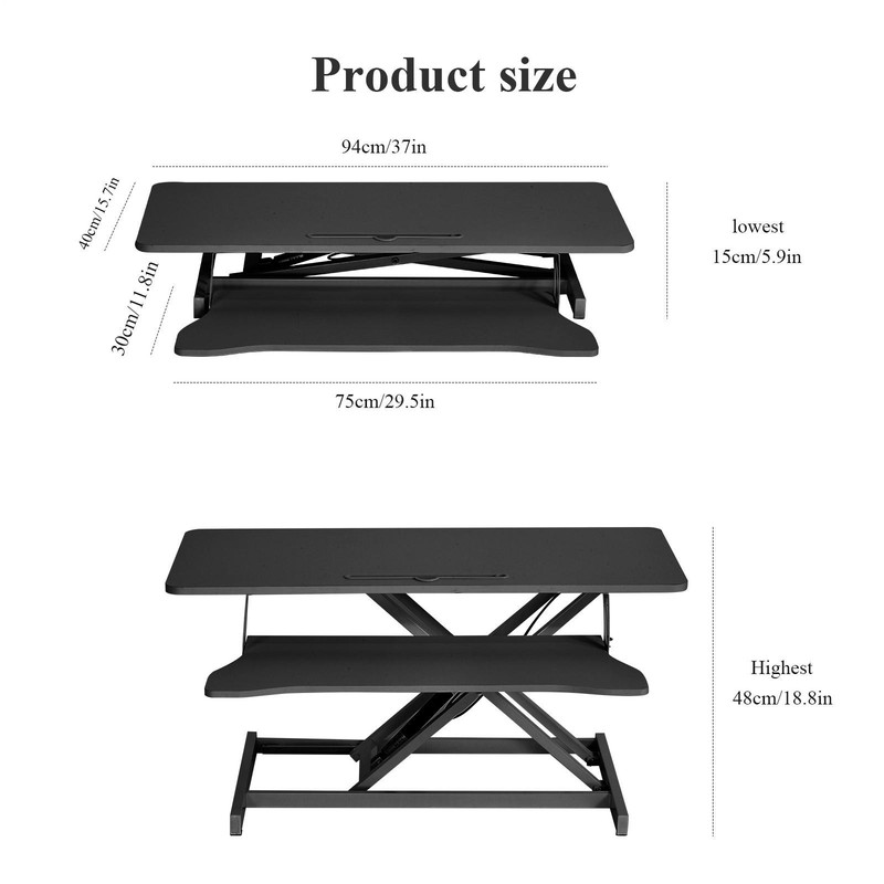 37″ Height Adjustable Home Office Computer Desk Converter Stand Up Desk Riser