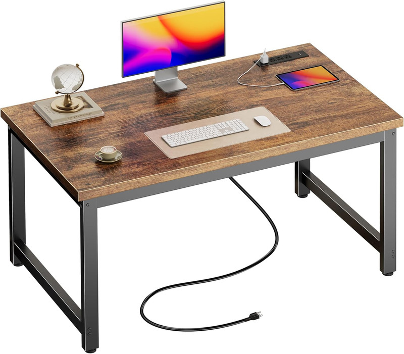 48 X 24 Inch Desk with Power Outlets & USB-C, Deeper & Thicker Desktop, Robust M
