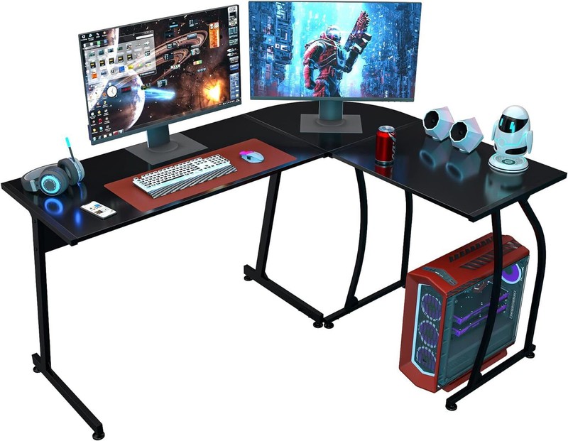 L Shaped Desk Corner Computer Gaming Laptop Table Workstation Office Desk 58″