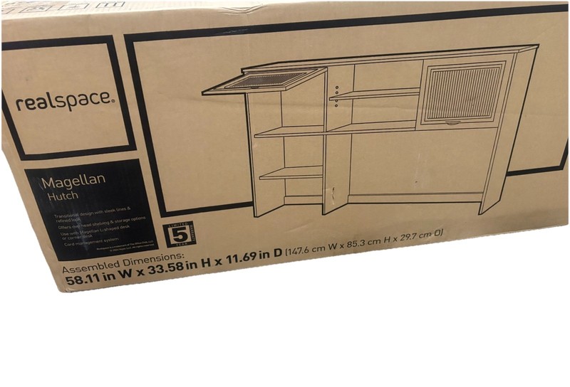 Realspace Magellan 58” Hutch for L Shaped or Corner Desk - Gray - Top Only gallery