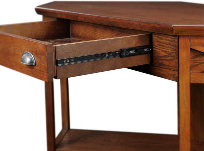 Oak Corner Computer Desk with Drop-Front Keyboard Drawer gallery
