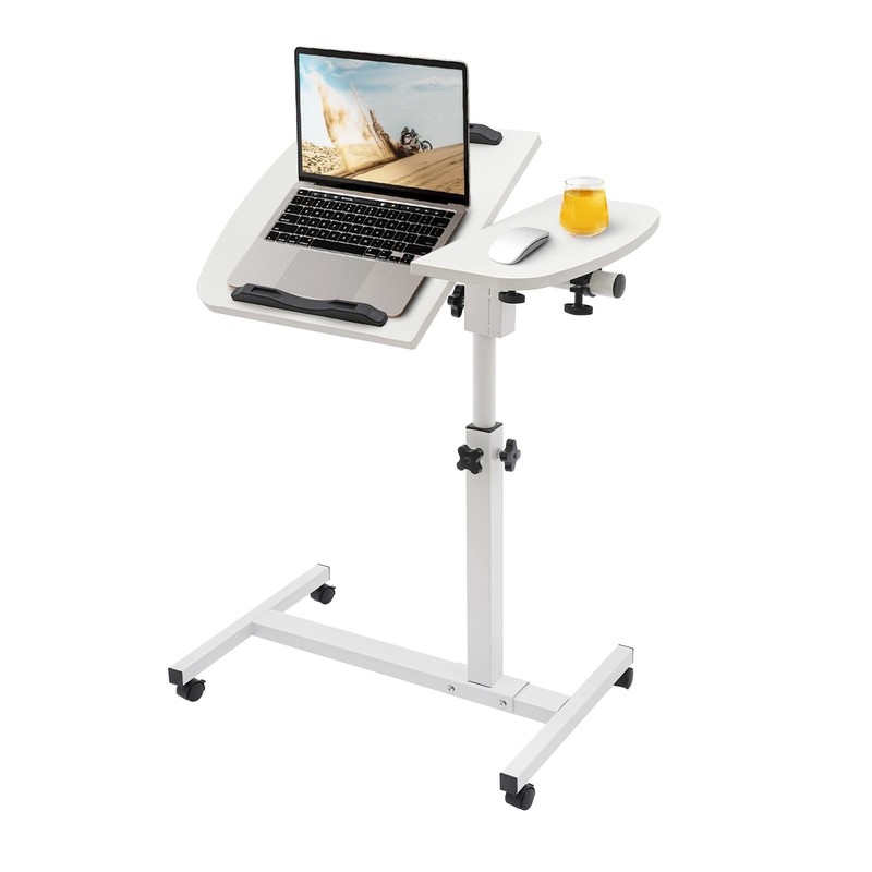 Over Bed Table Mobile Rolling Laptop Stand Computer Bedside Table Adjustable New