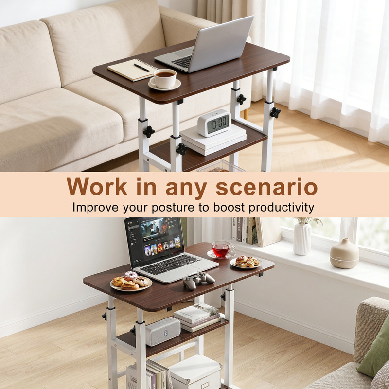 3 Tier Laptop Desk Hospital Table Rolling Cart Height Adjustable Over Bed Stand gallery