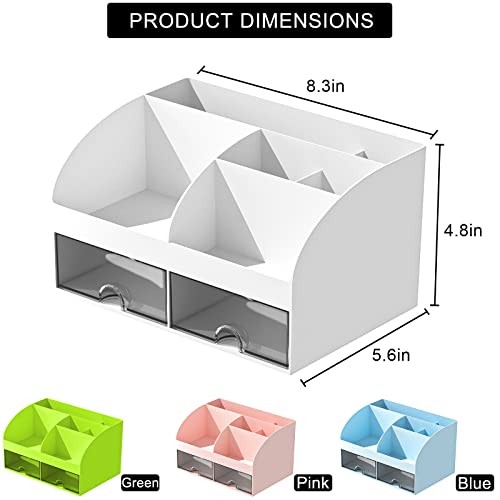 COMFYROOM Desk Organizer with 6 Compartments and 2 Drawers, Plastic White gallery