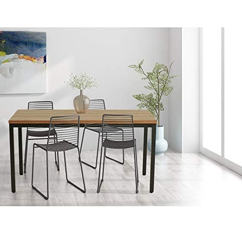 24x48 in Computer Desk Dining Table Wood Top Walnut Black Legs gallery