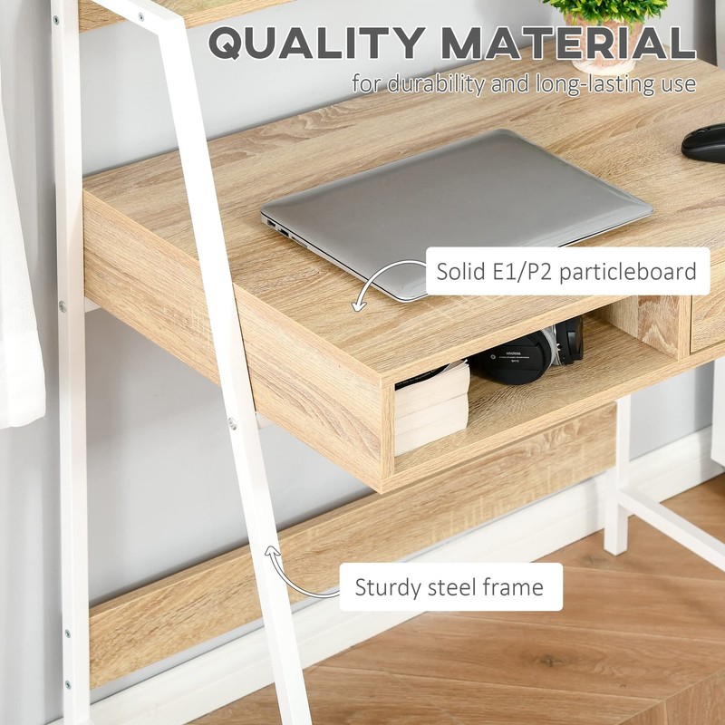HOMCOM Home Office Desk, Computer Desk for Small Spaces, Writing Table Wood New gallery