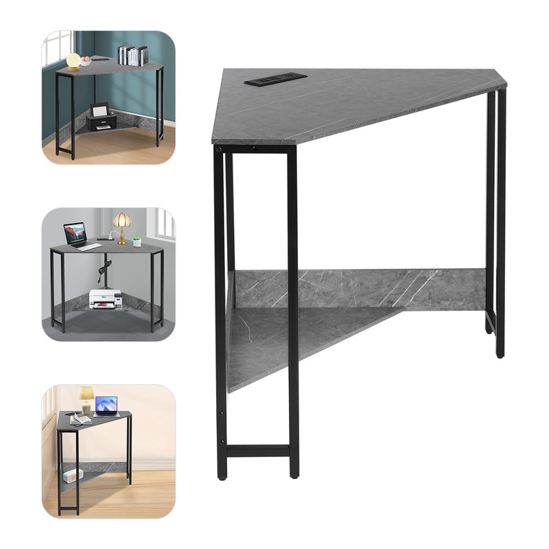 Corner Desk with Outlets Small Computer Desk Laptop Table Office Desk Triangular