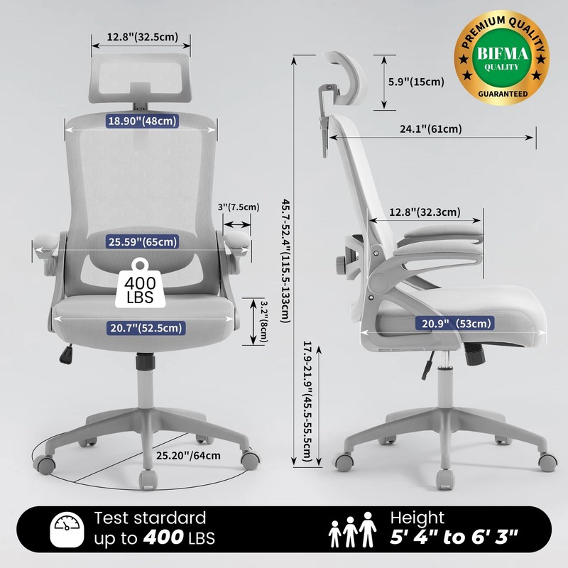 Fizzin Office Chair Ergonomic Office Chair Adjustable Headrest Lumbar Support gallery