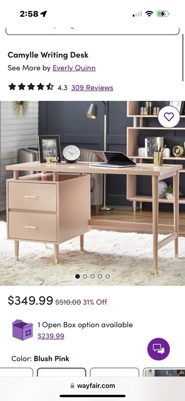 Fully Assembled Pink Desk