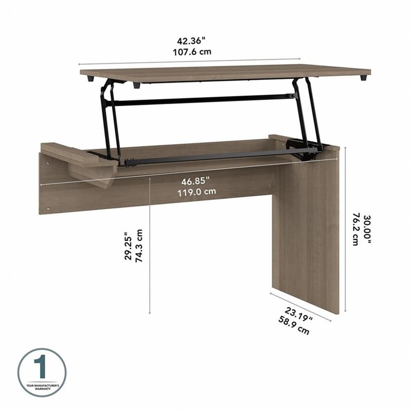 Cabot 3 Position Sit to Stand Desk Return in Ash Gray – Engineered Wood