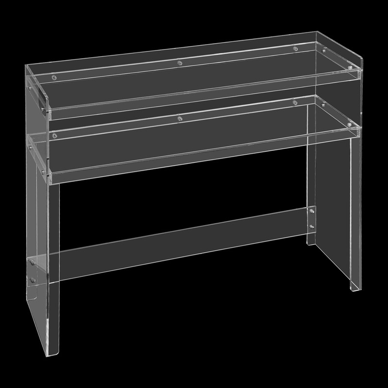 2 Tiers Modern Acrylic Desk Small Entryway Table With Open Shelves Entry Table gallery