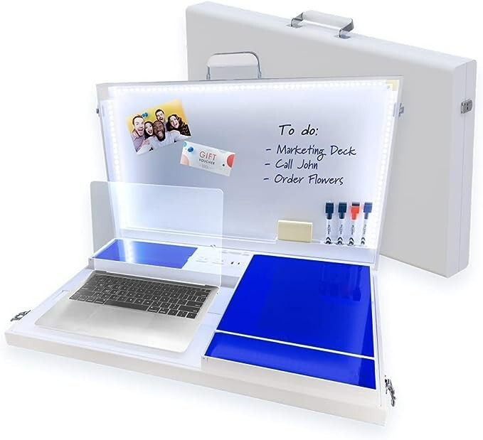 15-In-1 Home Office Portable Workstation Desk with Built-In Storage, White