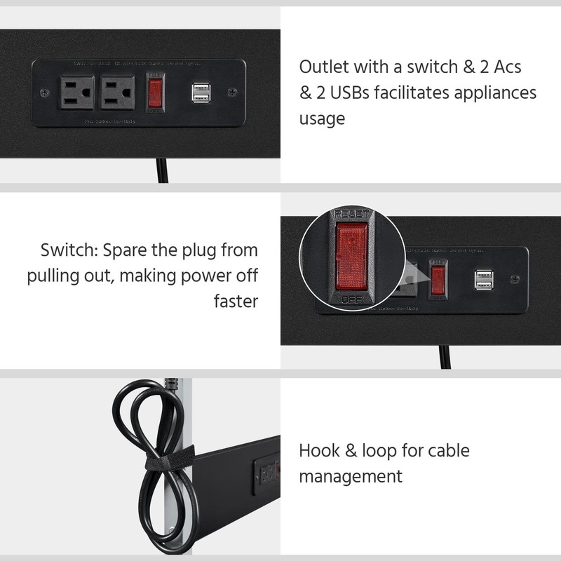 Rolling Computer Desk with Charging Station & 2 USB Ports for Small Space, Black gallery