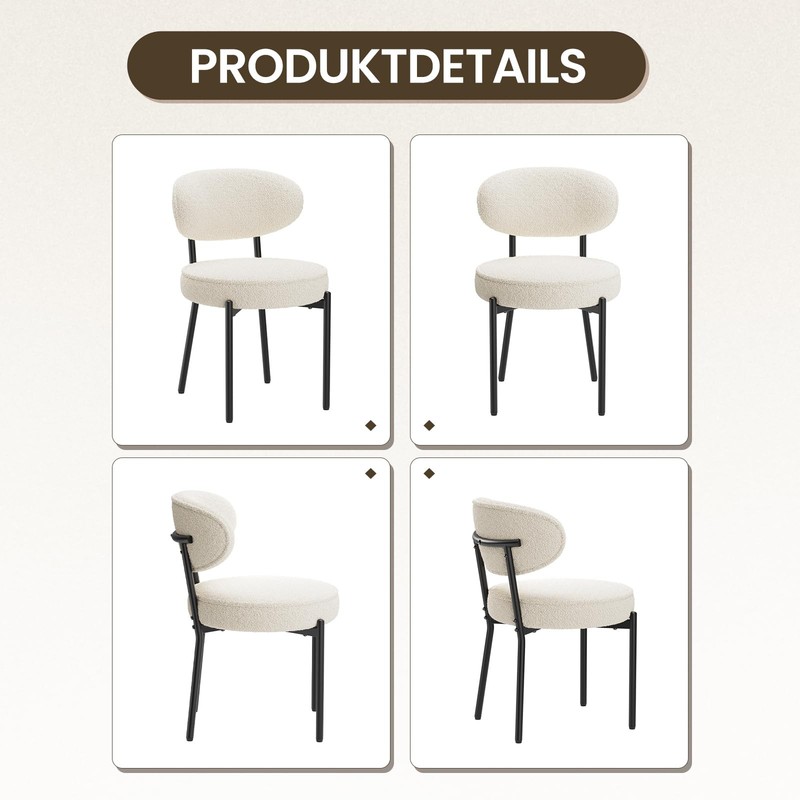Dining Chairs Set of 4 with 10cm Seat Cushions - Modern Upholstered Chairs in Cus... gallery
