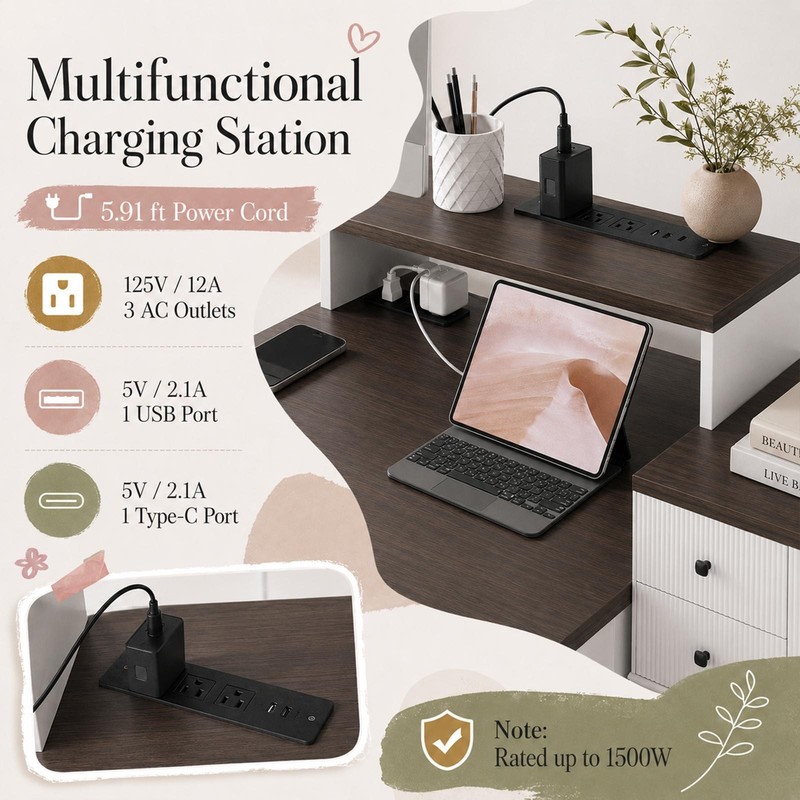 66" L Shaped Gaming Desk Corner Laptop Table Computer Desk Workstation gallery