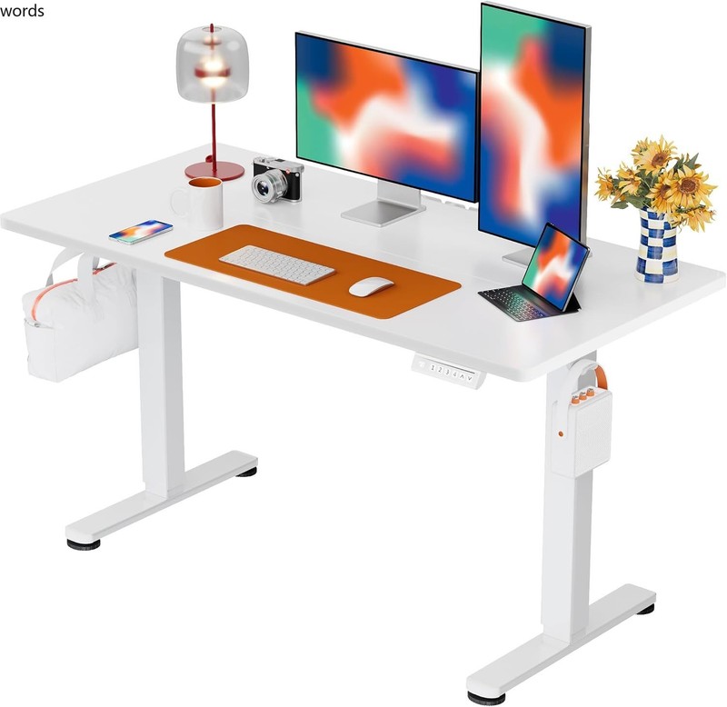 48 x 24 Inches Sit Stand up Desk, Memory Computer Home Office Desk, White