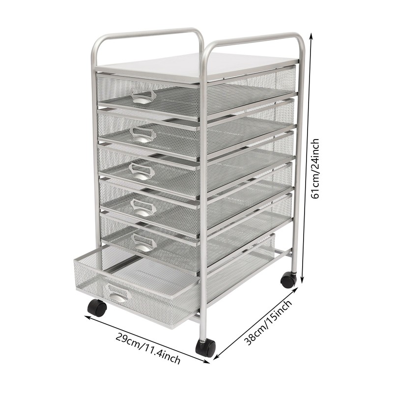 Rolling File Cart with 6 Storage Drawers, Mobile File Cabinet on Black gallery