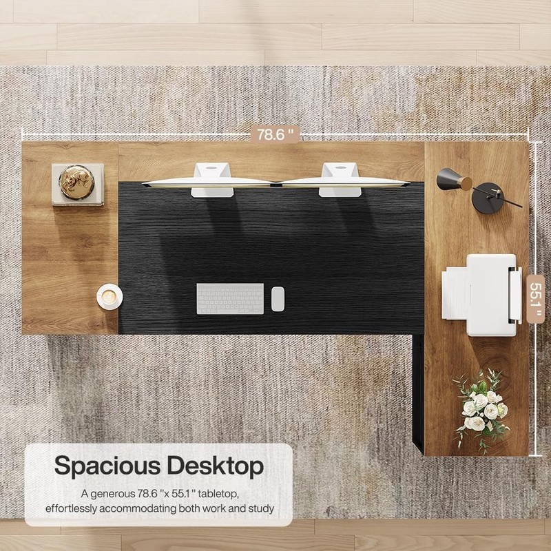 78-Inch L-Shaped Executive Desk, Modern Large Office Computer Desk with Cabinet gallery