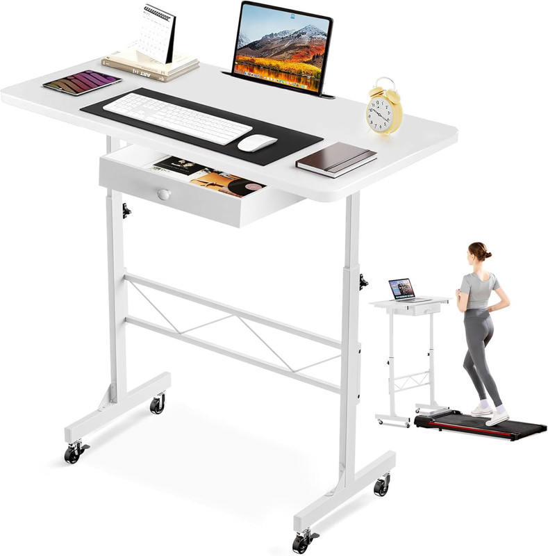 Small Standing Desk Adjustable Height Small Computer Desk Mobile Portable Rollin