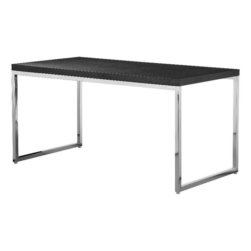 Benjara Rami 59″ Office Desk- Rectangular Wood Top- Square Steel Chrome Legs
