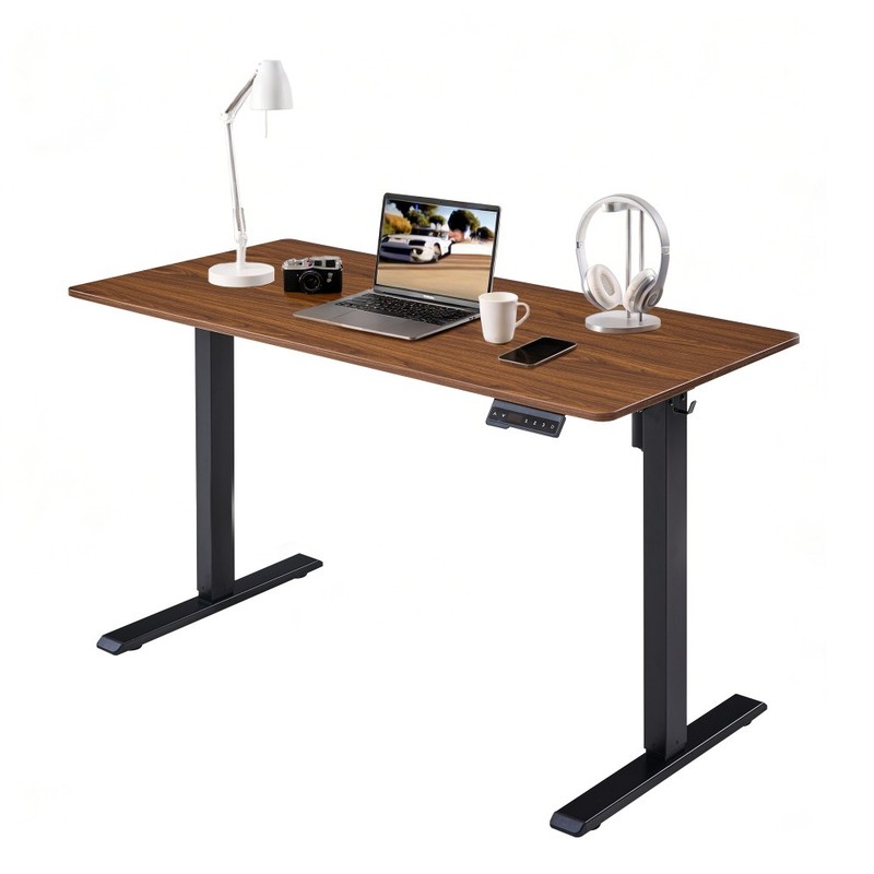 Electric Standing Desk Adjustable Height 48x24 Inch Sit Stand Desk Dark Walnut