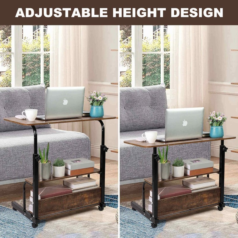 Portable Rolling Office Desk - 31.5" L x 15.75" W Adjustable Height Workstation gallery