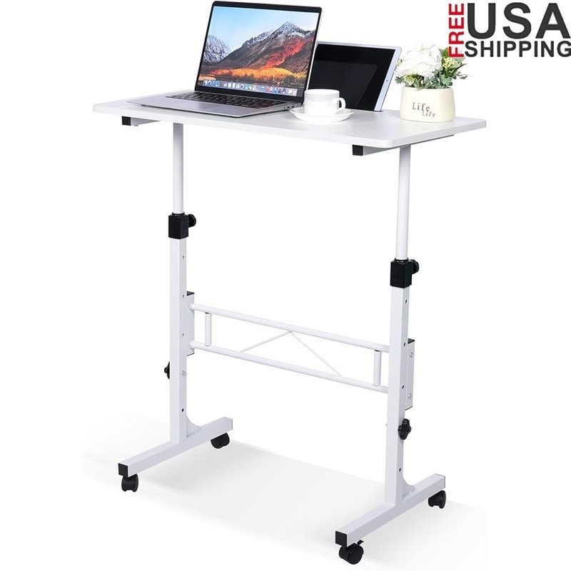 Adjustable Height Mobile Standing Desk Ergonomic Home Office Table W/ Wheels New