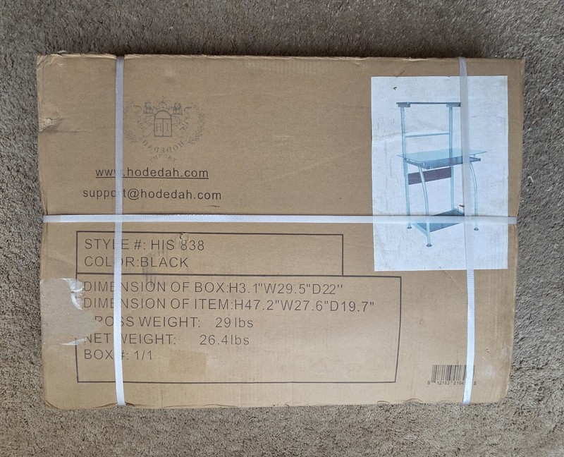 Hodedah HIS838 Computer Desk Black Compact Modern Home Office NIB Small Space