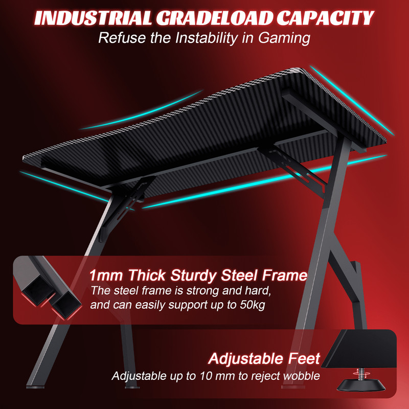 40 Inch Gaming Desk with Carbon Fibre Surface, PC Desk Ergonomic, Gaming Table gallery