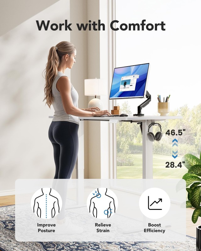 Standing Desk, Whole Piece Desktop, Adjustable Height Computer Desk, 4 Height... gallery