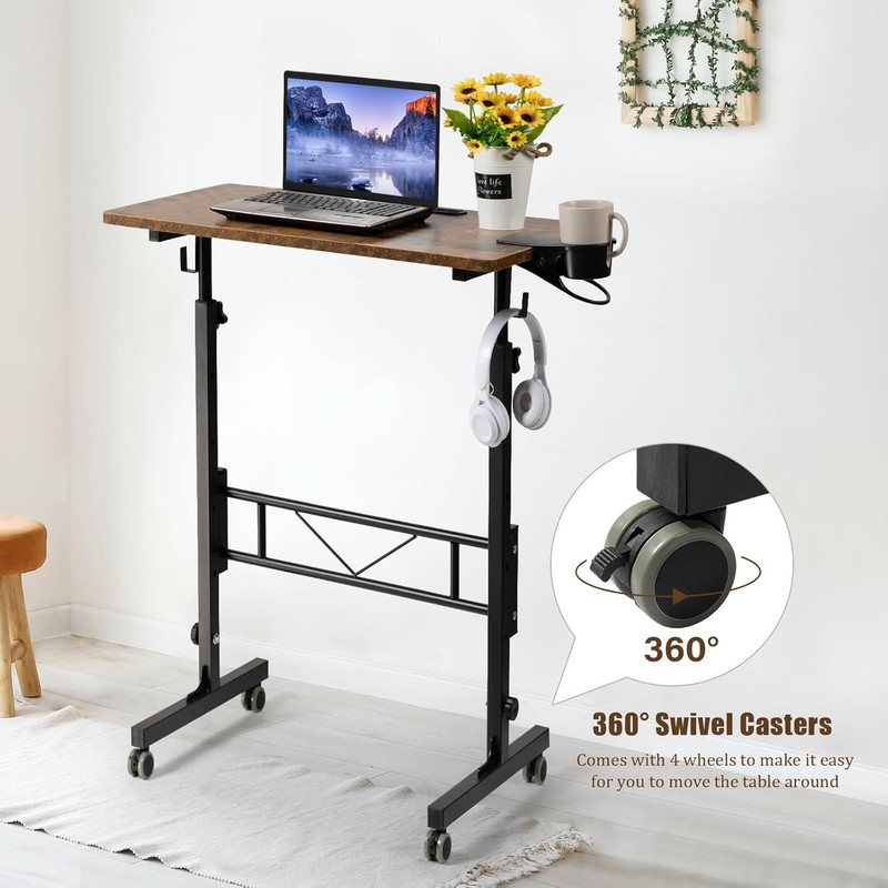 Standing Desk Adjustable Height, Small Mobile Stand up Desk with Wheels, Portabl gallery